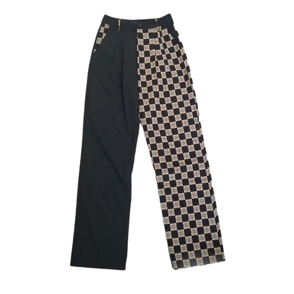 The Kript Split Tone Clyde Black & Plaid Pants size XS